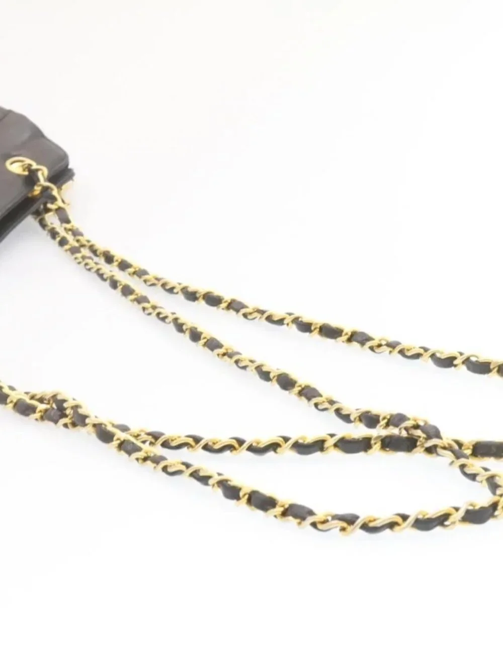 CHANEL Lamb Skin Matelasse Chain Shoulder Bag Black CC Auth am1201gV